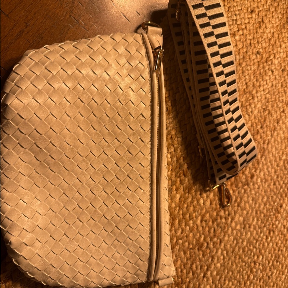 Woven Cream Crossbody Bag